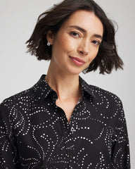 Chico's On Sale Black No Iron™ Findot Print Sateen Shirt