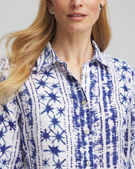 Chico's Online Rich Cobalt No Iron™ Star Print Linen Shirt