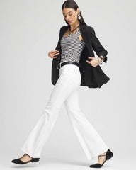 Chico's Outlet Alabaster Girlfriend No Stain Frayed Flared Jeans