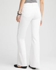 Chico's Outlet Alabaster Girlfriend No Stain Frayed Flared Jeans