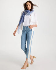Chico's Sale Indigo Girlfriend Ticking Stripe Crop Jeans