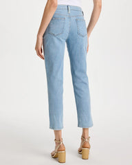 Chico's Sale Indigo Girlfriend Ticking Stripe Crop Jeans