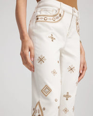Chico's For Sale Sea Salt Embellished Girlfriend Slim Ankle Jeans