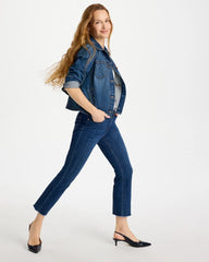 Chico's Online Carina Indigo Petite Girlfriend Fray Hem Kick Flares