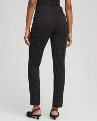Chico's Sale Black Stone Embellished Girlfriend Slim Ankle Jeans