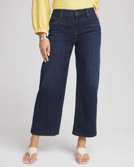Chico's Sale Dark Sapphire Indigo Girlfriend Wide-Leg Cropped Jean