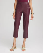 Chico's Sale Blackened Burgundy Faux Leather Brigitte™ Pull-On Cropped Pants