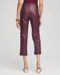 Chico's Sale Blackened Burgundy Faux Leather Brigitte™ Pull-On Cropped Pants