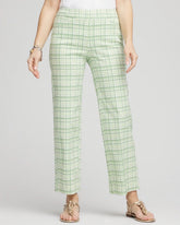 Chico's Discount Moroccan Mint Brigitte™ Wide Leg Plaid Cropped Pants