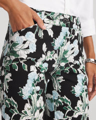 Chico's Online Black Floral Emme Straight Ankle Pants