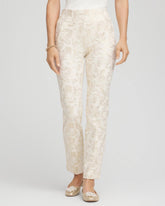 Chico's On Sale English Cream Juliet Golden Foiled Slim Ankle Pants