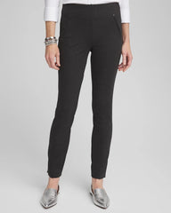 Chico's Outlet Graphite Heather Gray Juliet Trim Detail Ponte Ankle Pants