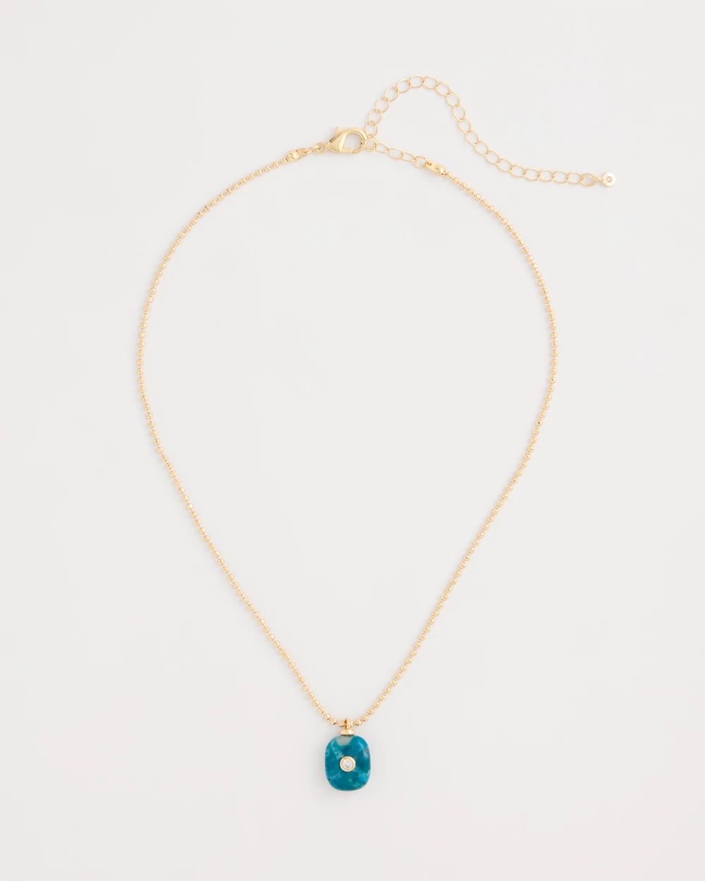 Chico's Outlet Teal Genuine Jade Stone Pendant Necklace