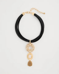 Chico's Sale Neutral Embellished Linear Corded Necklace