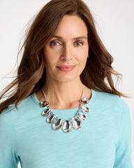 Chico's On Sale Silver Shiny Silvertone Bib Necklace