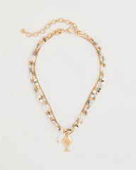 Chico's Online Neutral Neutral Jasper Shell Short Necklace