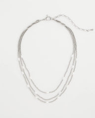 Chico's Online Silver Pearlescent Bead Ball Short Necklace