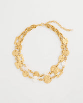 Chico's Sale Gold Pearl Hammered Short Necklace