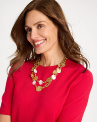 Chico's Sale Gold Pearl Hammered Short Necklace
