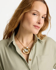 Chico's On Sale Green Green Gold Short Pendant Necklace