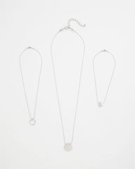 Chico's Discount Silver Silver Triple Pendant Necklace