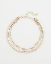 Chico's Sale Mixed Metals Mixed Metal Link Triple-Strand Necklace