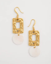 Chico's On Sale Gold Pearl Hammered Drop Earrings