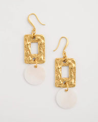 Chico's On Sale Gold Pearl Hammered Drop Earrings