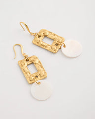 Chico's On Sale Gold Pearl Hammered Drop Earrings