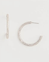 Chico's Discount Silver Silvertone Textured Hoop Earrings