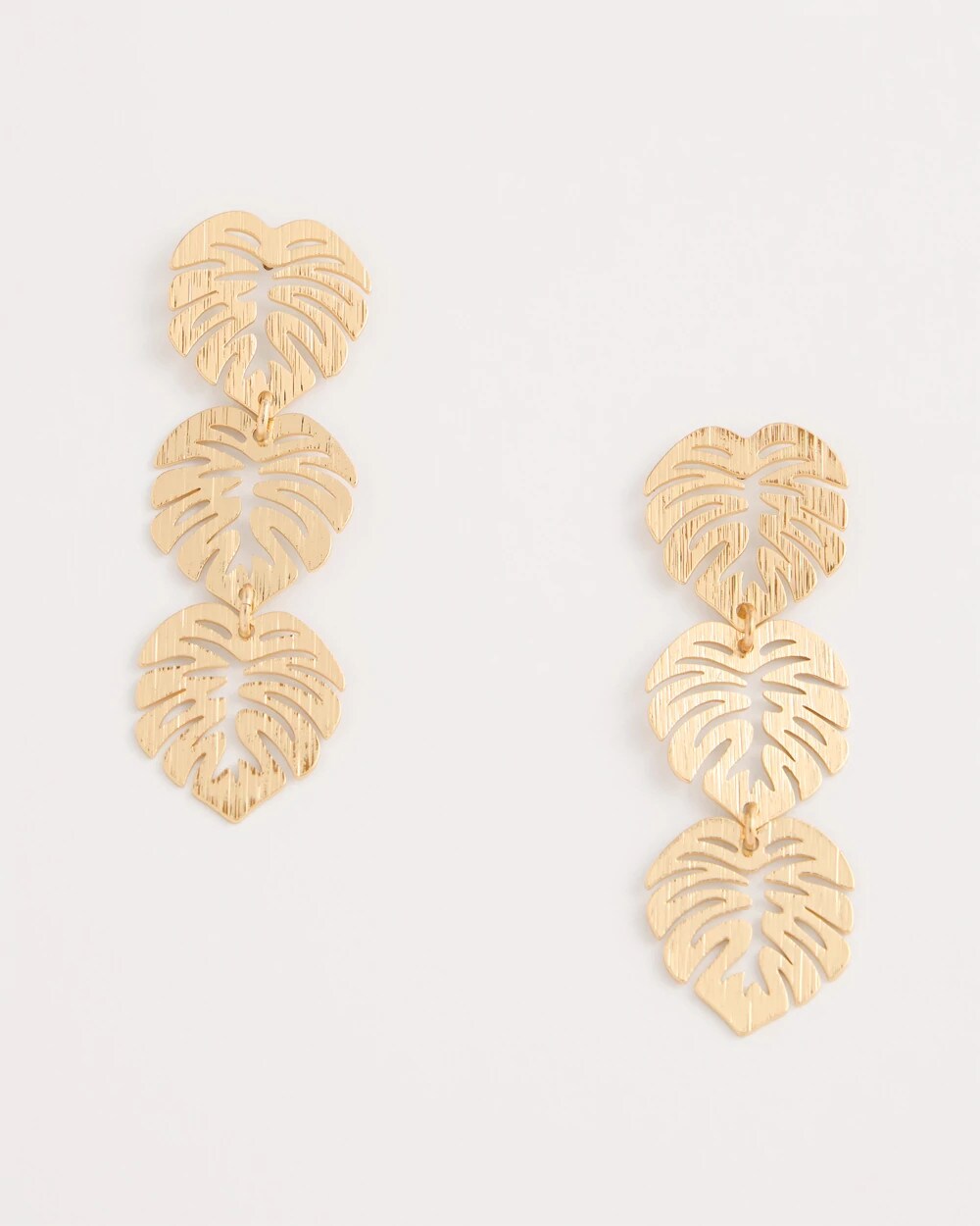 Chico's Outlet Gold Palm Frond Linear Drop Earrings