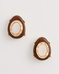 Chico's Outlet Brown Genuine River Shell Stud Earrings