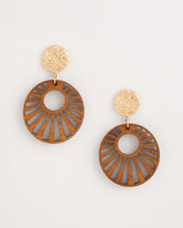 Chico's Online Brown Wood Carved Sun Drop Earrings