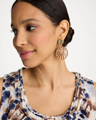 Chico's Online Brown Wood Carved Sun Drop Earrings
