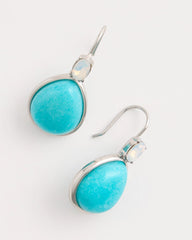 Chico's Outlet Teal Genuine Jade Teal Teardrop Earrings