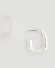 Chico's Discount Silver Mini Silvertone Square Earrings