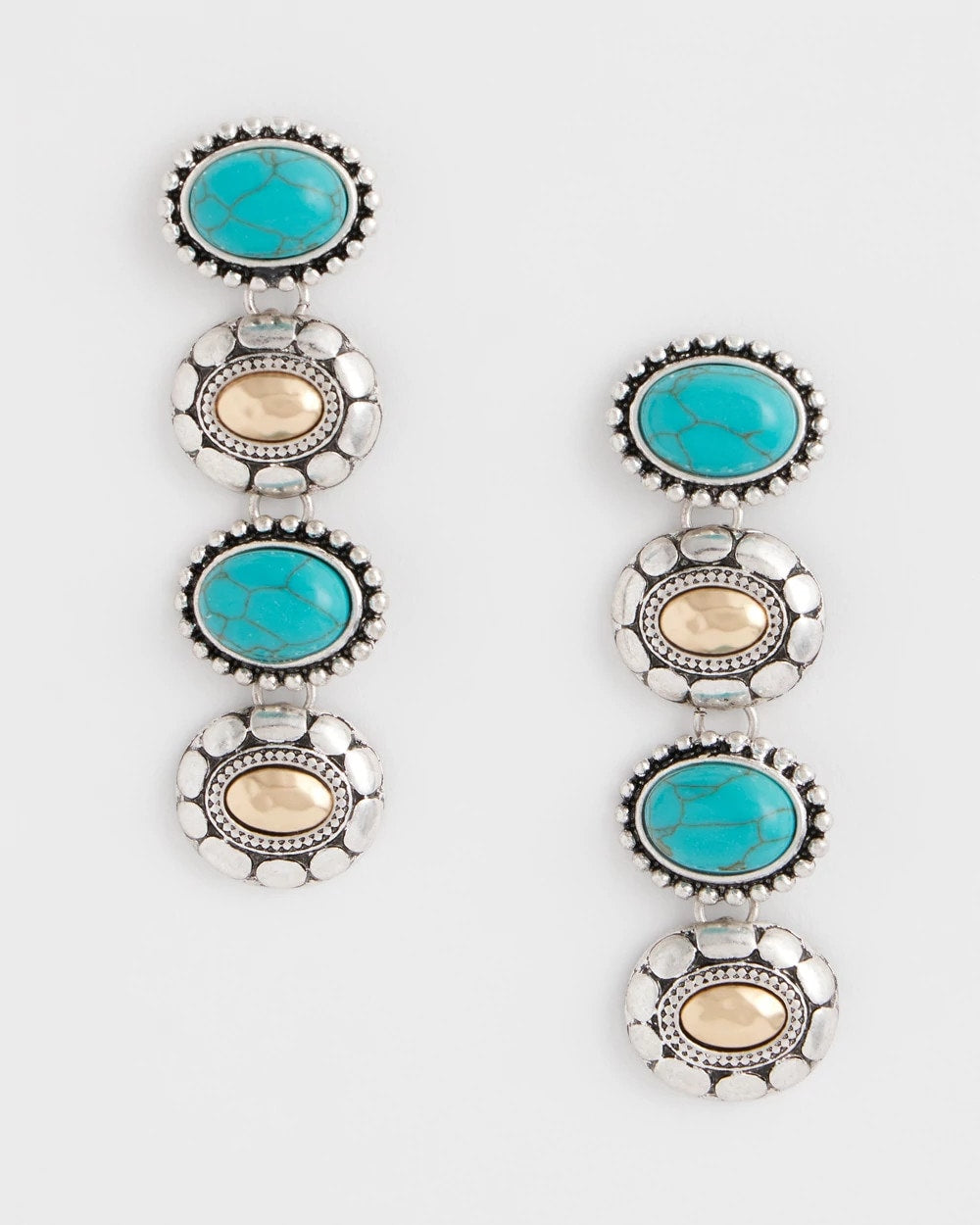 Chico's For Sale Turquoise Turquoise Mixed Metal Linear Earrings