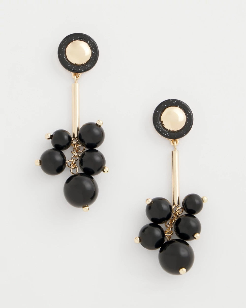 Chico's Outlet Black Linear Black Bead Cluster Earrings