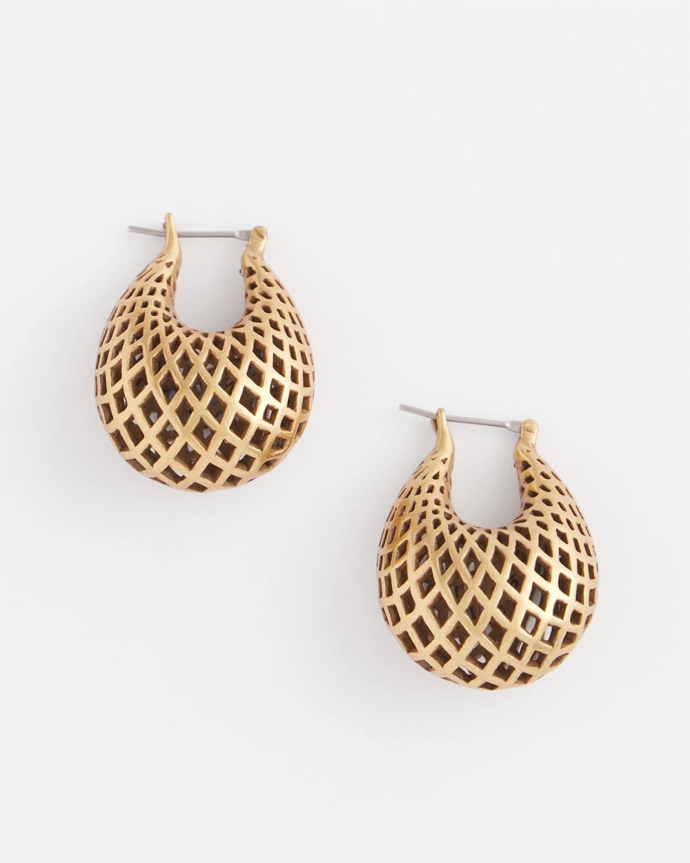 Chico's Discount Gold Gold Lattice Puff Hoop Earrings
