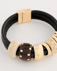 Chico's Online Neutral Embellished Rings Corded Bracelet