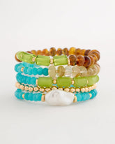 Chico's Sale Multi Multi-Colored Stretch Set of Five Beaded Bracelets