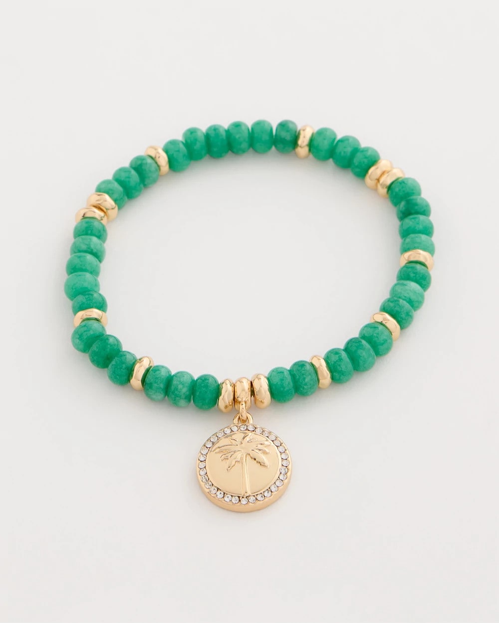Chico's Outlet Green Genuine Jade Charm Stretch Bracelet