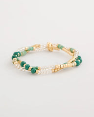 Chico's On Sale Green Genuine Howlite Beaded Stretch Bracelet
