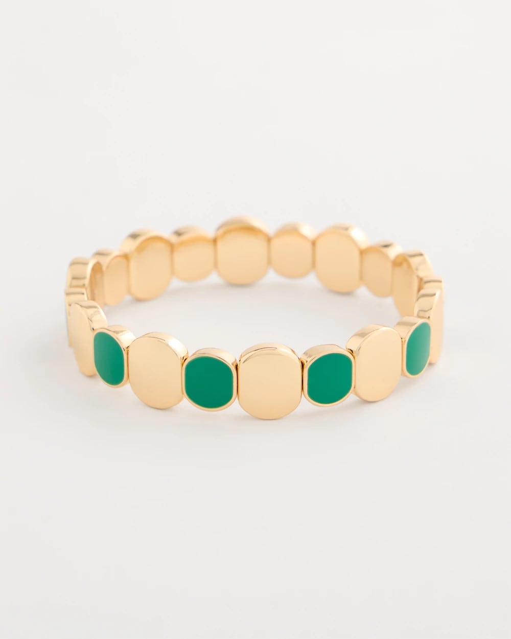 Chico's Outlet Green Green Goldtone Glam Stretch Bracelet