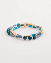 Chico's On Sale Teal Genuine Teal Tiger's Eye Stretch Bracelet