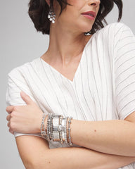 Chico's Sale Silver Silvertone Flexible Cuff Bracelet