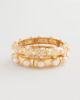 Chico's Outlet Gold Stretch Cuff Bracelet Set of Two