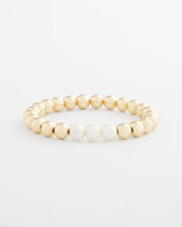Chico's Discount Pearl Goldtone Bead Stretch Bracelet