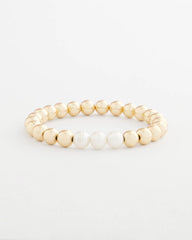 Chico's Discount Pearl Goldtone Bead Stretch Bracelet