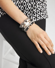 Chico's Outlet Silver Silver-tone Small Bead Stretch Bracelet